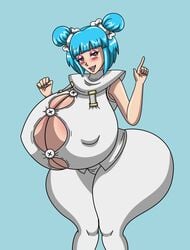 blue_hair blush clothed crash_(series) crash_bandicoot_(series) hourglass_figure huge_ass huge_breasts hyper makeup megumi_bandicoot neikou red_eyes