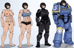 1girls abs adeptus_astartes armor armwear barefoot black_carapace casual character_sheet female female_only female_space_marine human imperium_of_man legwear muscular_female naughty_face pale_skin power_armor romman08 rule_63 seductive seductive_smile smile solo solo_female space_marine thick_thighs ultramarines warhammer_(franchise) warhammer_40k