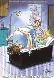 1girls blonde_hair breasts clenched_teeth clever_censor comedy comic dancollinscartoons doctor facebook female male patient rape scared sex source_request struggling