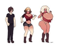 1boy 1girls 2020 ass_expansion big_breasts big_lips bimbo bimbofication black_eyes blackshirtboy blue_eyes blush blushing boots breast_expansion brown_hair cleavage commission digital_media_(artwork) eye_color_change female gender_transformation genderswap_(mtf) glasses hair_color_change hair_covering_eye hair_growth hi_res high_heel_boots high_heels high_resolution highres huge_breasts human human_only large_breasts lip_expansion male_to_female mtf_transformation navel original plaid_shirt rule_63 signature skin_color_change tan_skin thigh_expansion transformation transformation_sequence white_background