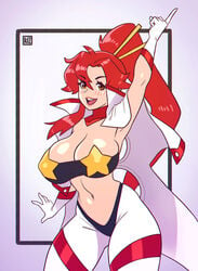 1girls big_breasts breasts cleavage female female_focus female_only gloves human human_only large_breasts long_hair navel nipples nipples_visible_through_clothing ponytail red_hair rizdraws smile solo solo_female solo_focus source_request space_yoko standing tengen_toppa_gurren_lagann thick_thighs white_gloves year_request yoko_littner