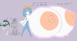 1boy 2girls alternate_color anthro anthrofied aura big_breasts blue_hair blue_skin breast_expansion breasts bulge fairy female gallade gardevoir glasses glasses_on_head glasses_removed glowing green_hair green_skin hair_over_one_eye hand_on_head huge_breasts huge_bulge huge_penis hyper hyper_breasts kirlia larger_female male metachoke nintendo open_mouth orange_eyes partially_colored penis pink_nipples pokémon_(species) pokemon pokemon_(species) pokemon_rse shiny_pokemon shocked size_difference smaller_female smaller_male smile source_request text white_skin wink