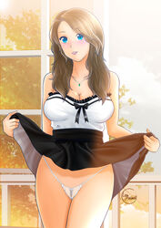 ecchi_pantsu panties pubic_hair pussy skirt_lift thong thong_panties transparent vagina