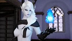 3d armor blender breast_curtains earrings female flower flower_in_hair gauntlets lokasenna_astriaal relliel revealing_clothes skyrim snow_elf the_elder_scrolls white_hair white_skin