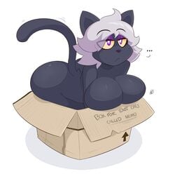 anthro big_ass big_breasts box eyebrows_visible_through_hair feline kilinah nemo_(simplifypm) tagme tail