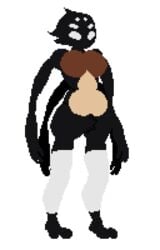 2_toes 3_fingers 4_arms 6_eyes anthro arachne arachnid arachnid_humanoid belly big_breasts black_fur black_hair breasts brown_fur cheek_tuft curvy female female_only fingers fur hair hands hips legs long_arms pixel_art pubic_hair pussy_hair shared_memories shy_ayu spider spider_humanoid thighs tiritelle white_eyes white_fur