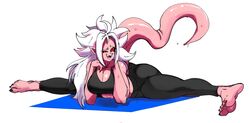 1girls 2010s android_21 ass barefoot black_sclera breasts cleavage dark_persona dragon_ball dragon_ball_fighterz embo fangs feet female flexing huge_ass huge_breasts humanoid long_hair majin majin_android_21 messy_hair monster_girl naughty_face pink_skin pointy_ears red_eyes seductive seductive_smile smile solo spread_legs spreading stretching sweat tail thick_thighs white_hair yoga yoga_mat yoga_pants