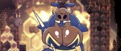 1girls bee bee_girl big_breasts breasts brown_skin empty_eyes female hey!_minty hive_knight_(hollow_knight) holding_weapon hollow_knight huge_breasts large_breasts looking_at_viewer mint_ivory oddly_bally rule_63 shiny_breasts short_hair shoulder_pads tagme