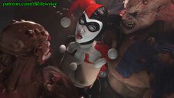 1girls 3d animated animated_gif batman:_arkham_knight batman_(series) bodysuit breasts dc dc_comics female gangbang gif harley_quinn harley_quinn_(classic) medium_breasts mmf_threesome monster multiple_males nipples pleasure_face sex source_filmmaker straight tagme thenewvice titan_(dc) torn_bodysuit torn_clothing vicesfm