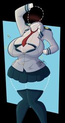 1girls armpits arms_up blush breasts button clothing curvy female female_only hagakure_tooru_(invisible) huge_breasts invisible lonely-labs my_hero_academia outline school_uniform schoolgirl skirt thick_thighs thighhighs tooru_hagakure tooru_hagakure_(invisible) wide_hips zeta-core