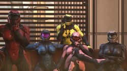 3d 5girls armor char_107 halo_(series) medium_breasts spartan spartan_(halo)