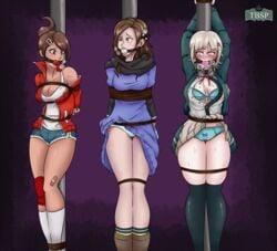 3girls 999 akane_kurashiki arms_behind_back arms_up asahina_aoi bad_end ball_gag bondage bound captured captured_heroine clothes_lift crying crying_with_eyes_open damsel_in_distress danganronpa danganronpa_1 danganronpa_2:_goodbye_despair dark-skinned_female dark_skin defeated defeated_heroine desperation domination dress dress_lift drool_on_breasts drool_on_face drooling embarrassed enslaved female female_only femsub gag game_over helpless human humiliation june_(zero_escape) kidnapped kneehighs looking_at_another multiple_girls multiple_subs nanami_chiaki nine_hours_nine_persons_nine_doors punishment restrained rope sex_slave short_shorts shorts skirt_lift slave slavegirl straight_hair submissive submissive_female surprised tbsp-art tears thighhighs tied_to_pole tied_up torture worried zero_escape