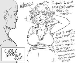 alignment_chart bb_(baalbuddy) big_breasts elf female meme monochrome pregnant sketch