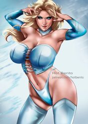 big_breasts blonde_hair blue_eyes clothing costume emma_frost female female_only hot_bento hotbento marvel solo solo_female solo_focus superheroine x-men