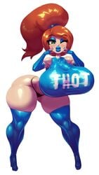 ass big_ass big_breasts big_butt big_lips big_thighs bimbo bimbofication breasts brown_hair high_heel_boots high_heels nipples noonun thick_thighs wide_hips