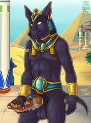 absurd_res animal_humanoid anthro anubis balls bodily_fluids canid canid_humanoid canine canis cum deity domination egyptian egyptian_mythology erection forced forced_transformation furry genital_fluids genitals hi_res humanoid jackal magic male mammal mammal_humanoid masturbation middle_eastern_mythology mythology penis penis_transformation shadowpelt solo transformation