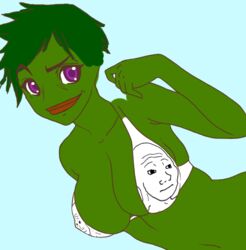 bra female genderswap_(mtf) looking_at_viewer meme meme_attire pepe_the_frog rule_63 smug wojak