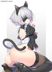 android ass big_ass big_breasts blindfold bob_cut breasts cat_ears cat_girl cat_tail catgirl female female_only high_heel_boots high_heels hong_(white_spider) maid nier nier:_automata short_hair square_enix thighhigh_boots thighhighs white_hair yorha_2b