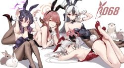 4girls animal aru_(blue_archive) big_ass big_breasts blue_archive bunny bunny_ears bunny_girl bunnysuit cat demon_horns halo haruka_(blue_archive) horns kayoko_(blue_archive) long_hair multiple_girls mutsuki_(blue_archive) problem_solver_68_(blue_archive) red_hair shigure_s