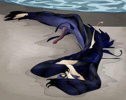absurd_res animal_genitalia animal_humanoid animal_penis aquatic aquatic_humanoid cetacean_genitalia cetacean_penis embarrassed erin_(fish-ears) fin fish-ears genitals glowing glowing_eyes hi_res humanoid male merfolk penis presenting solo split_form tail tail_fin tapering_penis unusual_anatomy unusual_genitalia unusual_penis