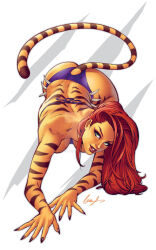 1girls 2014 ass big_ass big_breasts breasts elias_chatzoudis feline female marvel marvel_comics red_hair solo tigra
