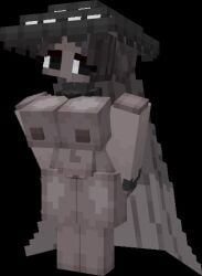 1girl 1girls 3d black_eyes black_hair blockbench doodle_world figura green_skin grey_body hat humanized long_hair minecraft mourveil mushroom mushroom_girl mushroom_humanoid notaorange13_(artist) nude roblox roblox_game sad self_upload