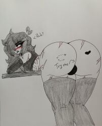 ashyshadowsart ass_focus big_ass bite_mark bite_mark_on_ass blush heart_on_cheek heart_symbol huge_ass imminent_sex oc original_character takashi_(ashyshadowsart) takashi_nakano_(ashyshadowsart) writing_on_ass writing_on_body