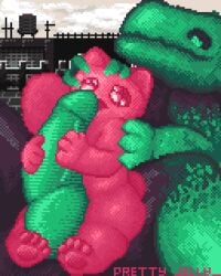 animated digital_media_(artwork) duo feral feral_on_feral feral_only genitals green_lizard_(rain_world) hi_res knot licking lizard_(rain_world) masturbation oral penile penis penis_lick pixel_(artwork) pixel_animation prettyjelly rain_world scalie sex size_difference tongue videocult