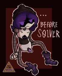 uzi_(murder_drones) nulogonepostal murder_drones worker_drone robot android purple_hair purple_eyes accurate_body_type fang futanari micropenis small_penis socks pubic_hair
