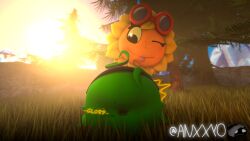 anthro anthrofied anxxyo ass belly belly_bulge breasts burp burping female female_pred flora_fauna hyper plant plant_girl plant_humanoid plantie plants_vs._zombies plants_vs_zombies popcap_games pred solar_flare_(pvz) sunflower_(pvz) vore vore_belly