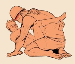 2boys arm_hair anal anal_sex blush body_hair bandages clothing duo eyes_closed feet gay gay_sex hair helmet human human_on_human human_only legs_wrapped_around_waist lying_on_back male male/male male_only mature mature_male mammal muscles muscular muscular_male nasty_hellbread shirt short_hair shorts scout_(team_fortress_2) soldier_(team_fortress_2) team_fortress_2 tf2 valve valve_(company) yaoi