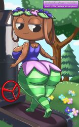 1girls bassie_(dandy's_world) big_ass big_breasts bochisu dandy's_world post_vore smug thicc thick_thighs toon_(dandy's_world) treadmill vore