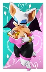 3d 3d_(artwork) big_breasts breasts chaos_emerald clothed_female femme_fatale horny huge_breasts reivene3d rouge_the_bat seduction_techniques sonic_(series)
