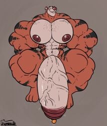 bodybuilder hyper hyper_cock hyper_genitalia hyper_penis male male_only muscles muscular muscular_arms muscular_male muscular_thighs penis testicles tigger uniparasite winnie_the_pooh_(franchise)