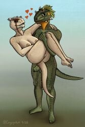 2026 2:3 absurd_res anthro anus areola argonian arm_around_partner balls bethesda_game_studios big_breasts breasts butt cayugo curling_toes darkened_glans digital_drawing_(artwork) digital_media_(artwork) duo eye_contact feather_hair feathers feet female foreskin genitals glans green_body green_feathers green_glans green_penis green_scales heart_reaction heart_symbol hearts_around_head hi_res holding_another holding_partner horn horn_jewelry jewelry keerava looking_at_another male male/female microsoft nipples non-mammal_breasts non-mammal_nipples nude nude_female nude_male open_mouth partially_retracted_foreskin penis pseudo_hair red_eyes scales scalie shaded sharp_teeth signature simple_background skyrim smile standing tail talen-jei tan_areola tan_body tan_nipples tan_scales teeth the_elder_scrolls throbbing throbbing_penis urethra vulva yellow_eyes
