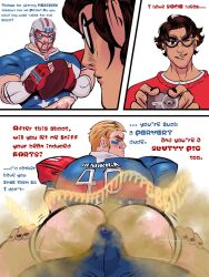 2boys 3_panel_comic abs ass ass_focus bara big_ass big_butt blonde_hair brown_hair bubble_ass bubble_butt bulge butt captain_america captain_america_(brett_hendrick:_the_star) dat_ass dat_butt erect_penis erection fart fart_cloud fart_fetish farting farting_on_another farts fat_ass fat_butt football_uniform gay glasses hairy hairy_male himbo huge_ass huge_butt jock jockstrap large_ass large_butt looking_at_viewer male/male male_fart male_only marvel marvel_rivals muscles muscular_male nerd nizbagelshop peter_parker precum precum_bubble precum_through_clothing round_ass round_butt shiny_ass size_difference spider-man spider-man_(peter_parker:_the_photographer) sweat tanline thick_ass thick_butt twink wink