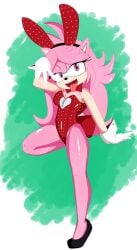 1girls berry_(emzberry) breasts bunnysuit cleavage emzberry female female_only gloves indie_virtual_youtuber indie_vtuber legs looking_at_viewer mobian_(species) pink_eyes shine sticking_out_tongue thebrokencompas tongue_out twitter twitter_user_oc virtual_youtuber vtuber youtube youtuber