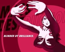 1girls 2d atlus breasts busty dolecat effectively_nude female female_only functionally_nude functionally_nude_female hair_over_one_eye hands_casting_shadow hands_up large_breasts light-skinned_female light_skin lips lipstick meme mitsuru_kirijo naked naked_female nipples nude nude_female obscured_breasts persona persona_3 pink_eyes pink_hair pink_lipstick red_hair shadow solo solo_female