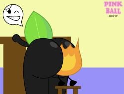 1boy 1girls ass ass_on_face battle_for_dream_island bfdi big_ass big_ass_(female) eating_ass enjoying expression_bubble face_in_ass face_on_ass facesitting female firey_(bfdi) huge_ass_(female) leafy_(bfdi) leaning_on_table licking_ass male object_shows pink_ball_(artist) standing_on_stool stool table worship worshipping worshipping_ass