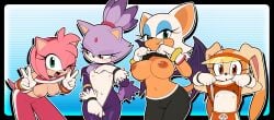 2d 2d_(artwork) 2d_artwork 4girl 4girls age_difference amy_rose animal_ears anthro anthro_female anthro_only average_breasts bat bat_girl bat_wings beige_body beige_fur big_breast big_breasts black_nose blaze_the_cat breast_reveal breasts breasts_apart breasts_focus breasts_out breasts_out_of_clothes breasts_outside brown_eyes bunguy bunny bunny_girl cat cat_girl cotton_tail cream_the_rabbit cub domestic_cat embarrassed eyelashes eyeshadow felid feline felis female female_cub female_only flashing flashing_breasts flat_chest flat_chested flat_chested_female floppy_ears fur furry furry_female furry_only gaturo genitals girly girly_girl gloves green_eyes hedgehog hedgehog_girl jumpsuit lagomorph larger_female lifted_by_self long_ears mammal medium_breasts mobian mobian_(species) mobian_bat mobian_cat mobian_hedgehog mobian_rabbit mouth mouth_open multiple_females multiple_girls navel older_female older_female_and_younger_female pants pink_body pink_fur purple_body purple_fur rabbit rabbit_girl rouge_the_bat sega shirt shirt_lift shirt_pull shirt_up showing showing_breasts showing_off small_breasts smaller_female smiling smiling_at_viewer sonic_(series) sonic_riders sonic_team sonic_the_hedgehog_(series) sports sports_bra sportswear tan_fur teeth teeth_showing thick thick_ass thick_butt thick_thighs two-tone_body two-tone_fur video_games white_body white_fur wide_hips wings yellow_eyes young young_anthro young_female younger_female zipper zipper_down