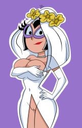 phil_el_mago nickelodeon the_fairly_oddparents tootie breasts big_breasts glasses looking_at_viewer alternate_version_available bride bride_veil wedding_dress wedding_veil floral_head_wreath necklace pearl_necklace artist_signature holding_breasts black_hair pussy open_dress bottomless_female no_panties