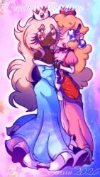 2girls :d :o age_difference alternate_costume alternate_race alternate_skin_color ass ass_outline ass_visible_through_clothes big_eyelashes big_eyes big_lashes big_lips blackwashed blonde_hair blue_eyes breasts breasts_squeezed_together cartoony chestnut_mouth cleavage collarbone cool_colors cool_tones crown dark-skinned_female dark_skin dress earrings english_text eyelashes female fully_clothed galaxy glistening glistening_eyes golden_hair gown heart heart-shaped_pupils holding_hands implied_incest incest_(lore) interracial interracial_couple interracial_yuri lashes lesbian_couple lesbians light-skinned_female lipstick long_dress long_hair long_skirt long_sleeves looking_at_viewer low-cut low_cut_dress magearna64 mario_(series) medium_breasts nintendo no_sex off_shoulder older_female older_female_and_younger_female outer_space pastel pastel_colors platinum_blonde_hair princess princess_peach princess_rosalina race_swap raku_sarvin red_eyes safe safe_for_work sfw shiny shiny_clothes shiny_hair shiny_skin skinny small_eyebrows smile space sparkles squeezing_breasts_together star star-shaped_pupils stars straight_hair strapless strapless_dress super_mario_bros. super_mario_galaxy super_mario_galaxy_(2026_film) text thick_eyebrows toony unusual_pupils wavy_hair younger_female yuri