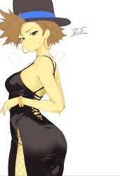 brown_eyebrows brown_eyes brown_hair cruzluvsmilks edited_art fat_ass gold_bracelet gold_hoop_earrings gold_jewelry hair jujutsu_shenanigans medium_breasts modakawa_dress pearl_necklace roblox roblox_avatar roblox_developer roblox_studio robloxian rule_63 skin_colored_sweat steam_clouds sweat top_hat tze_(roblox) upset white_background