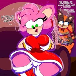 1:1 2girls 3barts absurd_res accessory aged_up amy_rose anthro badger big_breasts blue_eyes body_control bottomwear breast_grab breast_play breast_squeeze breast_squish breasts brown_body brown_fur cleavage clothed clothing controller curvaceous curvy_figure digital_drawing_(artwork) digital_media_(artwork) dress english_text eulipotyphlan eyelashes female female/female female_masturbation fingers fur furniture gloves green_eyes grope hair hair_accessory hairband hand_on_breast handwear headband hedgehog hi_res highres holding_breast hourglass_figure huge_breasts jewelry large_breasts mammal masturbation midriff mind_control multicolored_body multicolored_fur mustelid musteline necklace on_sofa orange_body orange_fur panties panty_shot pink_body pink_fur pink_hair remote_control sega self_fondle short_hair shortstack sitting sitting_on_sofa skirt small_waist sofa sonic_(series) sonic_boom sonic_the_hedgehog_(series) squish sticks_the_badger sticks_the_jungle_badger tan_body tan_fur text thick_thighs topwear tube_top two_tone_body two_tone_fur underwear voluptuous wide_hips