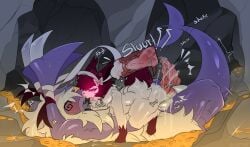 2_penises absurd_res angry anthro anthro_on_feral bestiality blush bodily_fluids cum cum_in_vagina cum_inside cum_on_body dominant dominant_female dragon duo eeveelution ejaculation erection female feral fur garchomp generation_4_pokemon generation_6_pokemon genital_fluids genitals gin_(silverzero) glowing glowing_eyes hi_res kissing male male/female male_penetrating multi_genitalia multi_penis mythological_creature mythological_scalie mythology nintendo nude penetration penile penis pile_of_gold pokemon pokemon_(species) restrained_arms ribbons saliva scalie sex slizzter spiral spiral_eyes sylveon