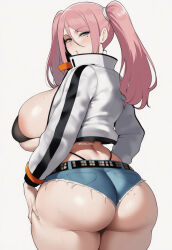 1girls ai_generated artist_request ass ass_focus beauty_mark belly_button belt big_ass big_breasts bikini_top blue_eyes breasts bubble_ass bubble_butt cleavage commission curvy_figure fate_(series) female female_only fit genshin_impact hitomi_twins hourglass_figure huge_breasts imminent_sex jacket latex_bikini light-skinned_female light_skin long_hair milf oc original original_character pale-skinned_female pale_skin pink_hair revealing_clothes shiny_skin short_shorts shorts skimpy_clothes solo suggestive_look thick_thighs thong thong_above_shorts thong_straps voluptuous_female wide_hips