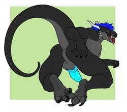 3_toes akor anthro ass balls drag01 dragon feet genitals grimoiren hole_(disambiguation) horny_(disambiguation) knot male male_only nude paws penis presenting raised_tail show solo toes tongue_out