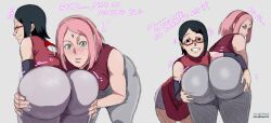 2girls aged_up ass ass_focus ass_grab ass_worship big_ass black_eyes black_hair boruto:_naruto_next_generations bubble_butt colored colored_sketch commentary d-art dat_ass daughter english_text family female female_only from_behind glasses green_eyes hairband huge_ass incest like_mother_like_daughter long_hair looking_at_viewer looking_back mature_female milf mother mother_and_daughter multiple_girls multiple_views naruto naruto_(series) nice_ass offscreen_character older_woman_and_teenage_girl pervert pingoart18 pink_hair sakura_haruno sarada_uchiha short_hair shounen_jump simple_background size_talk smile talking talking_to_viewer teenage_girl teenager text third-party_edit wide_hips yuri