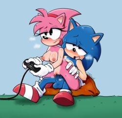 aged_up ahe_gao amy_rose anthro anthro_on_anthro anthro_penetrated anthro_penetrating anthro_penetrating_anthro balls bodily_fluids breasts classic_amy_rose classic_sonic clothing controller couple ditoxin duo electronics erection eulipotyphlan exposed_torso female female_penetrated footwear furry genital_fluids genitals gloves handwear hedgehog hi_res humanoid legwear looking_pleasured male male_penetrating male_penetrating_female mammal mostly_nude nipples penetration penis pussy pussy_juice sega sex signature socks sonic_(series) sonic_the_hedgehog sonic_the_hedgehog_(series) straight vaginal_penetration video_games