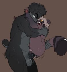 2boys absurd_res anal anal_insertion anal_sex anthro anthro_on_anthro blue_tongue blush bodily_fluids canid canine canis chest_tuft cum cum_inside domestic_dog duo furry furry_male furry_only gay gay_anal gay_domination gay_male gay_sex genital_fluids glacierclear glacierclear_(character) goon_(goonie_san) hi_res holding_leg male male_penetrating mammal multi_nipple nipples nonbinary open_mouth paws penetration penile penile_penetration penis penis_out raccoon_dog sex smile stomach_bulge tail_grab tanuki tongue tuft yaoi